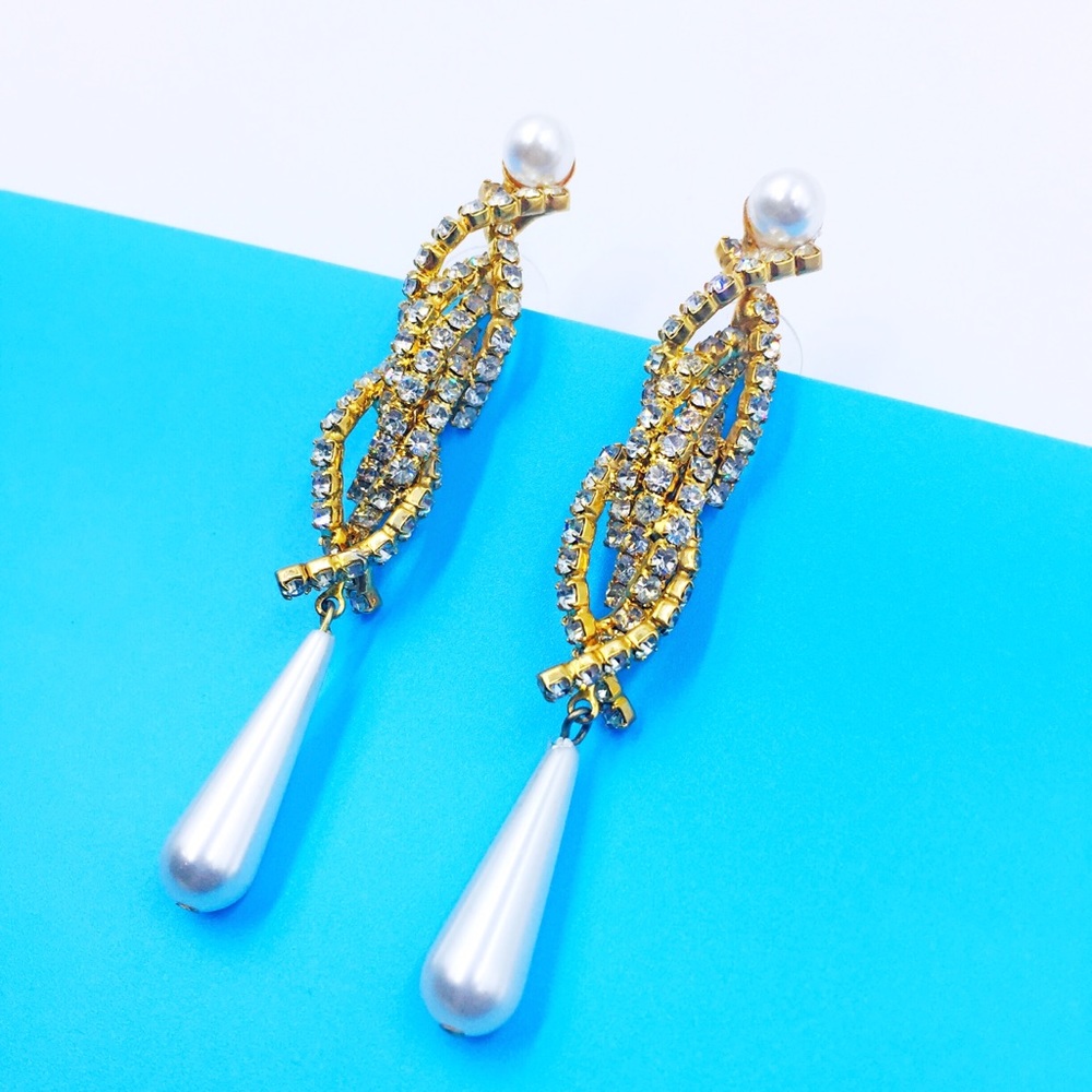 Jimmy Crystal New York Crystal/Faux Pearl Earrings